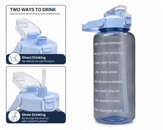 Premium 2000ML Motivational Time Marker Leakproof Water Bottle