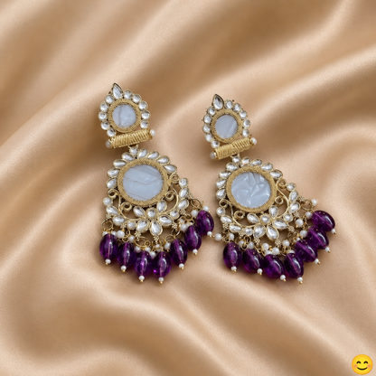 Royal Pearl & Crystal Chandbali Earrings